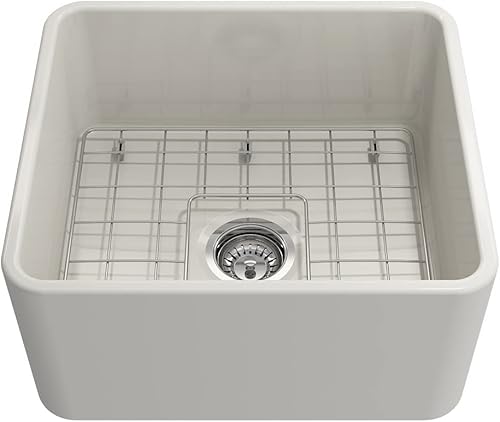 Miniatura 358 de BOCCHI Classico Farmhouse Delantal de arcilla refractaria delantera de 20 pulgadas. Fregadero de cocina de un solo tazón con rejilla inferior Café