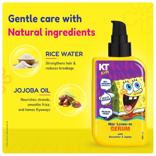 Image of Hair Serum for 3-12 Years | Pediatrician Approved | Rice Water & Jojoba Oil | Non-Sticky, Removes Frizz, Smooths Hair | pH Balanced & 100% Vegan | 100ml