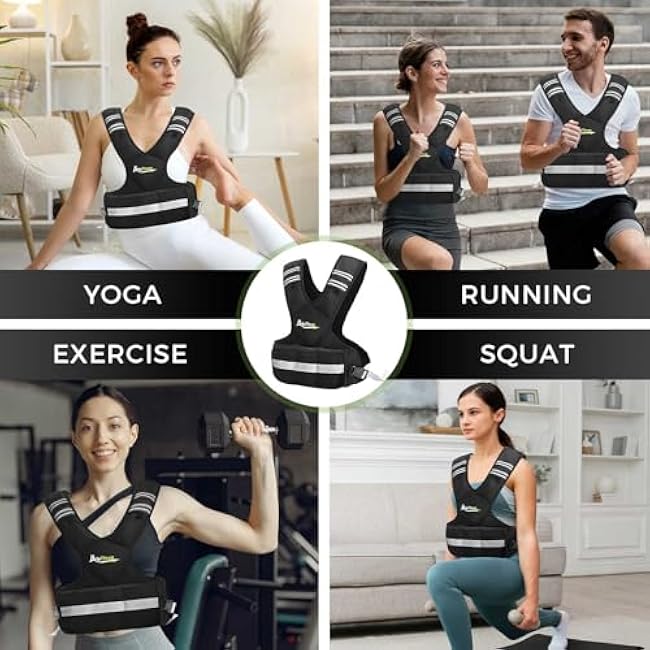 Adjustable Weighted Vest for Men Women, 4-10lb/11-20lb/20-32lb Vest with 6 Ironsand for Weights Running Workout and Training, Adjustable Body Weight Vest Exercise Set for Running, Walking