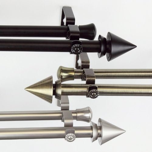 Modern Cone Double Curtain Rod Size: 120" - 170" W, Finish: Satin Nickel