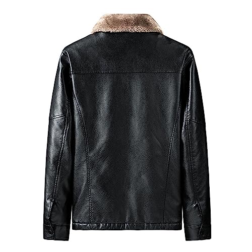 Chaqueta de cuero con cuello de piel para hombre miniatura 3
