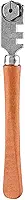 Generic Cortador de vidro profissional de 130 mm, 6 rodas de carboneto para corte de placa de vidro grosso, com cabo de madeira para corte suave e preciso