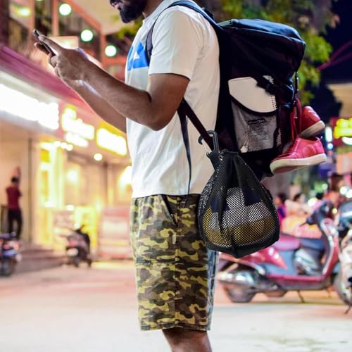 Ball Bag, Single Ball Bag with Clip Portable Drawstring Basketball Backpack Mesh Bag Sport Equipment Storage Net Bag3