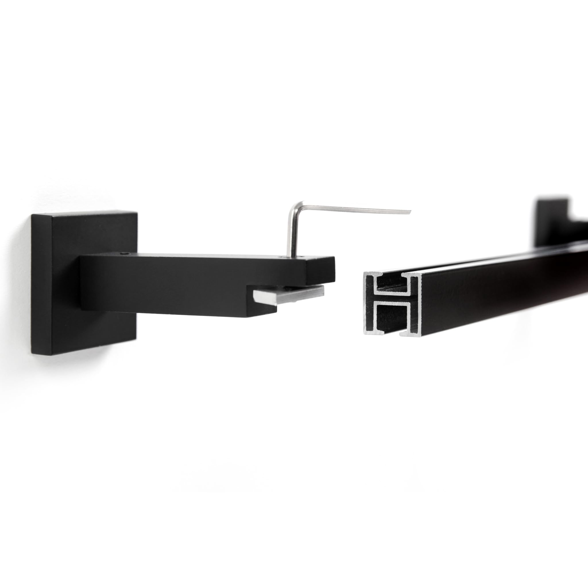 Deco-Raum Gardinenschiene Innenlauf eckig Cube 20x20 mm Schwarz matt, 130 cm, Wandmontage, auf Maß, Flächenvorhang geeignet