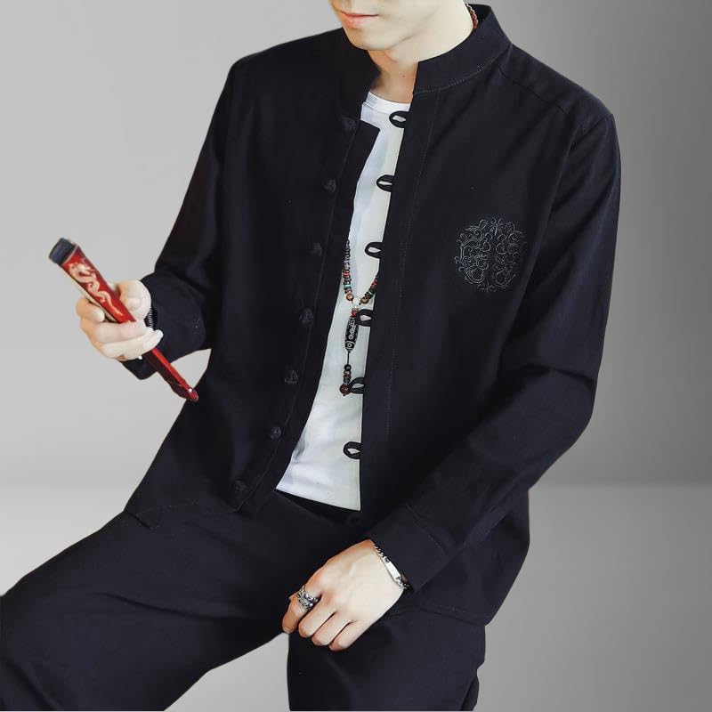 Chemise en lin et coton pour homme avec finitions haut de gamme