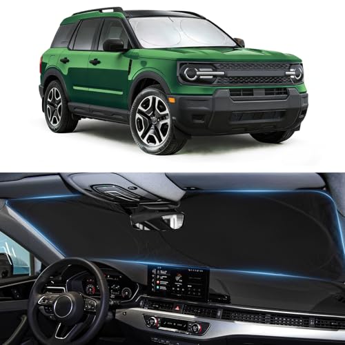 Image of Windshield Sun Shade for Ford Bronco Sport 2021-2024 2025 2026 Sun Visor | Custom Fit Bronco Accessories Sun Visor Front Windshield Cover Window Sunshade Keep Your Car Cooler