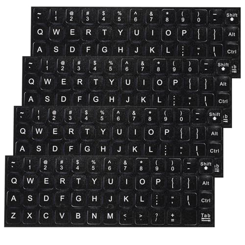 4PCS Stickers de Teclado Universal en Inglés Negro miniatura 1