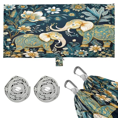 Kigai Elephant Flowers Camping Hammock Durable & Portable Travel Hammock Holds 330lbs with Tree Strapsm, Pocket, Camping Accessories