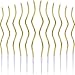 BBTO 12 Pieces Twisty Birthday Candles Spiral Cake Candles Metallic Cake Cupcake Candles Long Thin Coil Cake Candles with Holders for Birthday Wedding Party Cake Decorations (Gold)