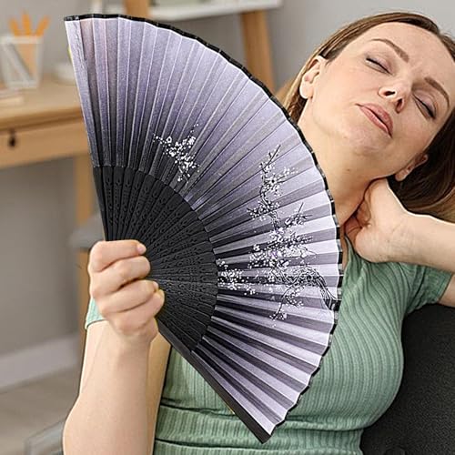 Miniatura 4 de Genérico Abanico Plegable De Mano Oriental - Plegable De Estilo Chino Abanico De Papel De Mano Oriental Reuniones De Cosplay Aficionados Clásicos