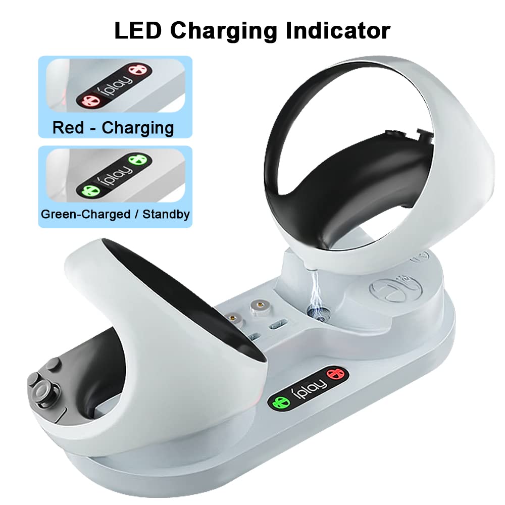 HOMSCAM Ladestation für PS VR2 Controller, 1.5 Stunden Schnelle Ladegerät für PlayStation VR2 Controller mit 4 Type-C Magnetische Schnittstellen, LED Anzeige, Type-C-Ladestation für PS VR2 Zubehör