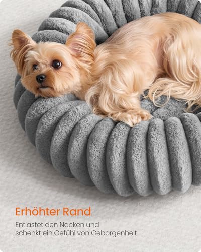 Feandrea Hundebett, kleines Katzenbett, 50 cm Durchmesser, Hundekörbchen, Hundekissen waschbar, weiche Polsterung, rutschfest, Taubengrau PGW301GD01
