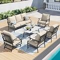 SUNSHINE VALLEY 6-Piece Metal Wrought Iron Outdoor Conversation Set, 7 Seats