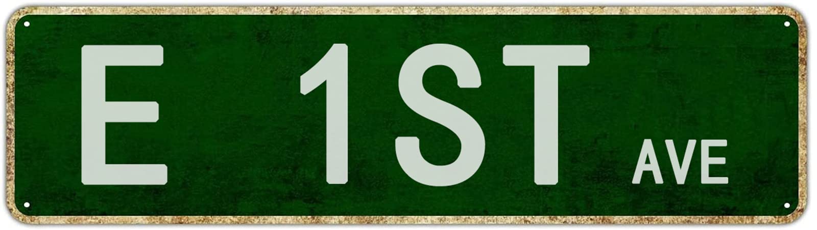 E 1St Avenue Retro Tin Signs Aluminum Metal Sign Plaque for Home Bedroom Garden Wall Living Room Outdoor Decor 4x16 Inch