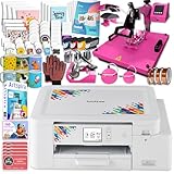 Brother SP-1 Dye-Sublimation Printer Bundle with 8-in-1 Swing Away Press, Mug & Cup Heat Press, Full Ink Set, 310 Sublimation Transfer Sheets, Sublimation Blanks, Tape and More