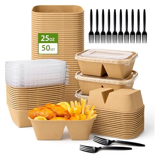 DI QIU REN 50-Pack Disposable Kraft Paper Bowls