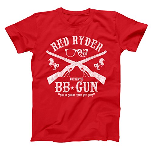 Red Ryder BB Gun Christmas Holiday Movie Retro Old School Shoot Eye Out Classic Xmas Ugly Sweater Party Humor Mens Shirt X-Large Red