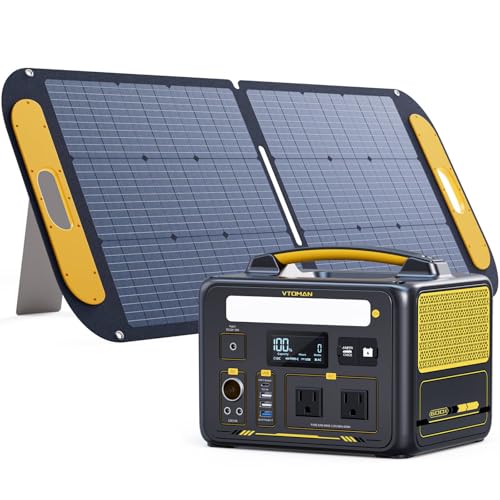 VTOMAN Jump 600X Portable Power Station with 110W Solar Panel, 600W/299Wh LiFePO4 Battery Solar Generator with 600W Constant-Power, PD 60W Type-C, Capacity Expandable 939Wh for Camping, Home Backup