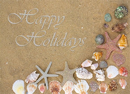 18 Christmas Cards and Envelopes, Starfish on the Beach