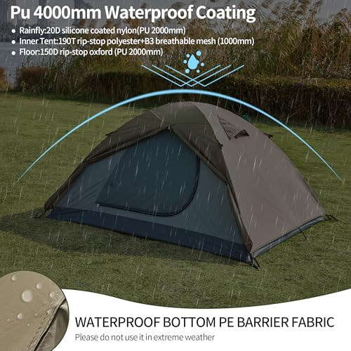 Carpa grande para camping 2-4 personas resistente y ligera miniatura 3
