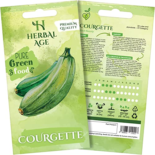 HERBAL AGE Grow Your Own Kits, Courgette Vegetable Seeds for Planting UK, 20 Plants Heirloom Seed Box, Plant Seeds Indoor & Outdoor UK, Garden Gifts for Women, Man, Kids, Salad and Vegs Lovers