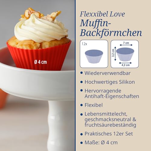 Foto von Dr. Oetker Silikon-Muffinförmchen, Silikonformen für Muffins und Cupcakes, Förmchen aus hochwertigem Platinsilikon mit Antihaft-Eigenschaften (Farbe: lila, grün, blau) - spülmaschinengeeignet, Menge: 1 x 12er Set
