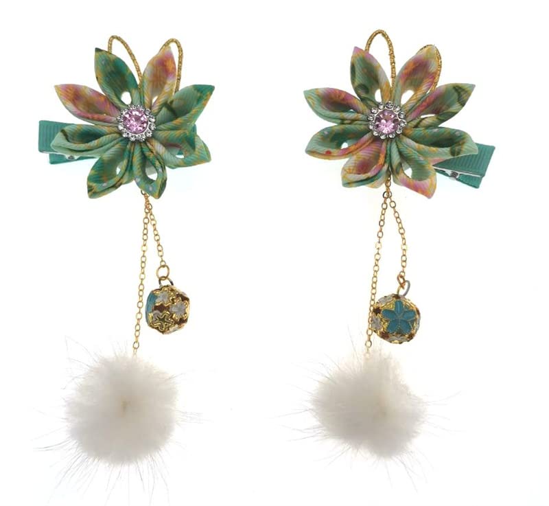 Amazon.com : 1pair Classical Hair Clips Floral Pompom Tassel 