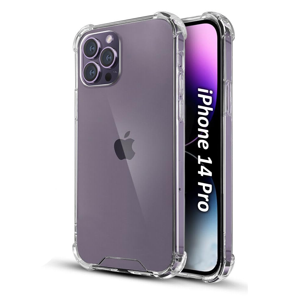 naykodi Hard Back Shock Proof Silicone Bumper Cover Case for Apple iPhone 14 PRO (TPU+Polycarbonate | Transparent) (B0CGVS2YK3) Amazon Price History, Amazon Price Tracker