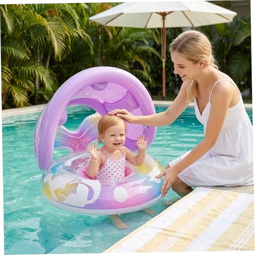 Flotteur de piscine pour bébé avec auvent anti-UV et poignée de maintien sécurisée