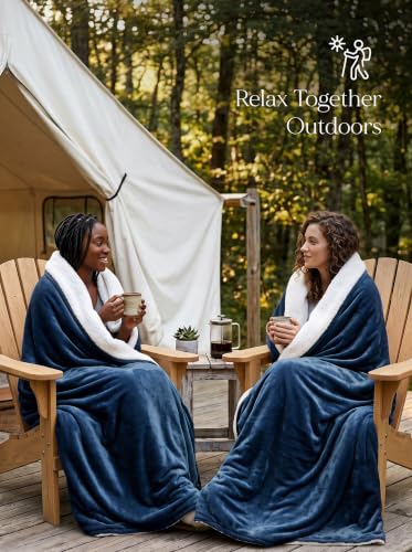 Utopia Bedding Sherpa Decke [Marineblau, 259x228 cm] - 480GSM Thick Warm Plüsch Fleece Wendedecke für Bett, Sofa, Couch, Camping und Reisen – Ansicht 8