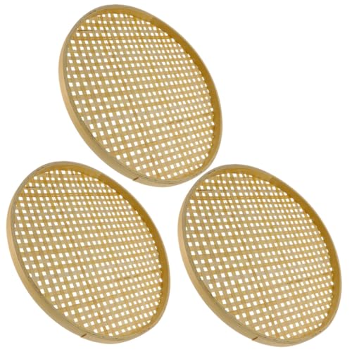 Toyvian 3 pezzi Cesti Colapasta in Bamboo Tessuto a Mano Multipurpose per Frutta Verdure e Conservazione Cesti Naturali per Casa e Cucina