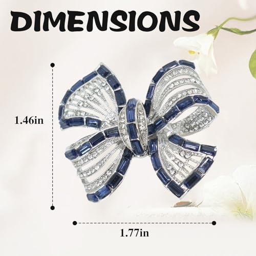 Image of Bow Brooches for Women Elegant Crystal Bowknot Brooch Pin Beautiful Lapel Pins Dress Suit Shirt Sweater Ceremony Clothes Accessories Jewlery for Mom Wife(Stlye E)