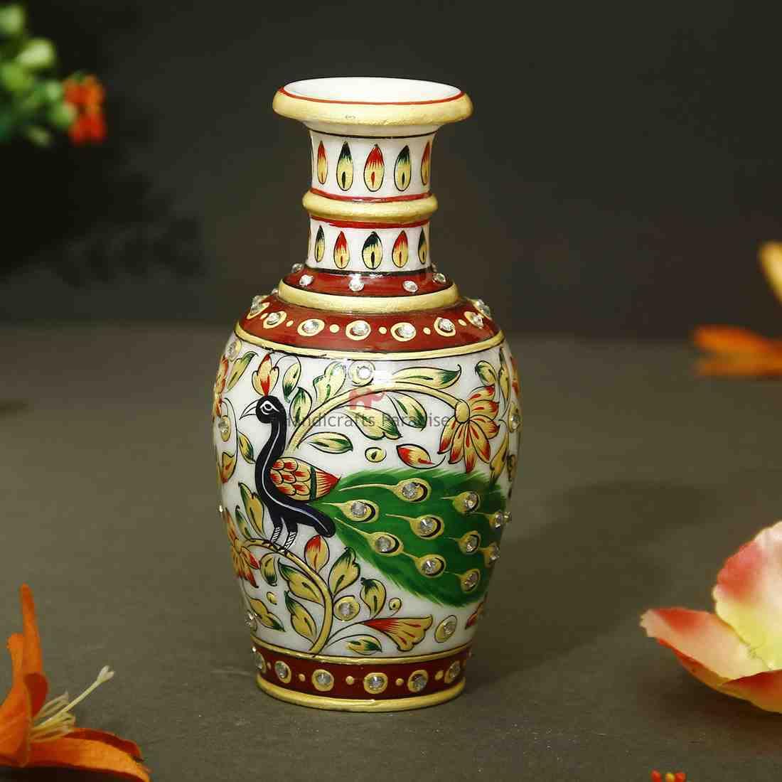 Buy Handicrafts Paradise 6 Inch Handcrafted Marble Flower Vase