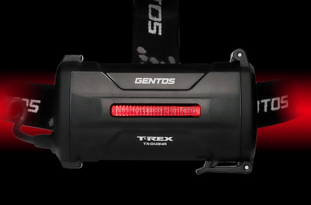 Gentos TX-D434R LED Headlight, USB Rechargeable, 1000 Lumens Brightness, 8 Hours of Practical Lighting, Rear Recognition Light, Dedicated Rechargeable Battery, Uses