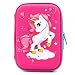 Astuccio rigido con unicorno volante goffrato – grande scatola per la scuola con scomparti – borsa per cancelleria per bambini e bambine Hot Pink