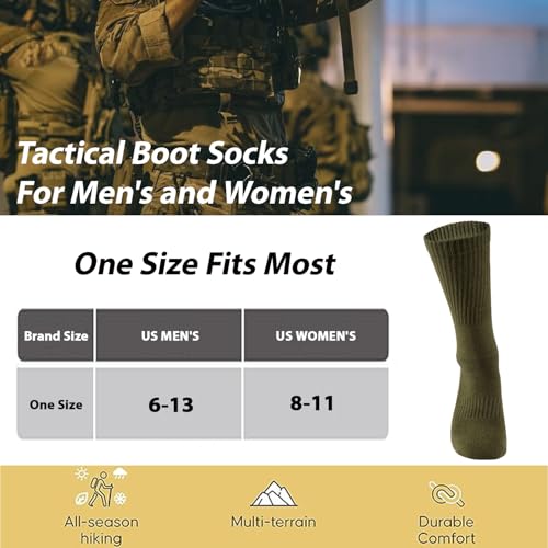 Toichi Men's Military Green Hiking Socks, Tactical Over-the-Calf Work & Hunting Boot Socks for Men3