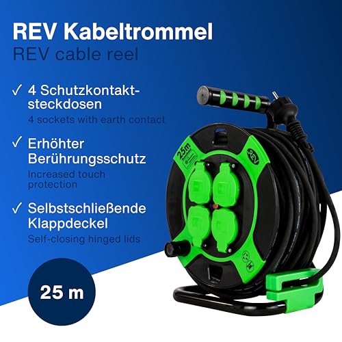 REV Kabeltrommel EX - 25m Outdoor, Überhitzungsschutz, 4 Steckdosen, grün – Ansicht 2