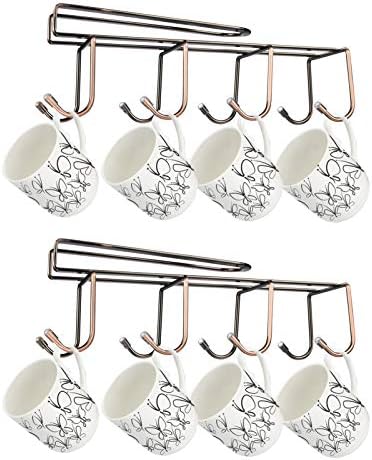 Coffee Mug Holder, TANOSAN Durable Under Cabinet Cup Coffee Mug Holder for Kitchen, 8 Hooks Cup Rack Under Shelf - Fit for The Cabinet 1" or Less
