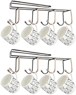 Coffee Mug Holder, TANOSAN Durable Under Cabinet Cup Coffee Mug Holder for Kitchen, 8 Hooks Cup Rack Under Shelf - Fit for The Cabinet 1" or Less