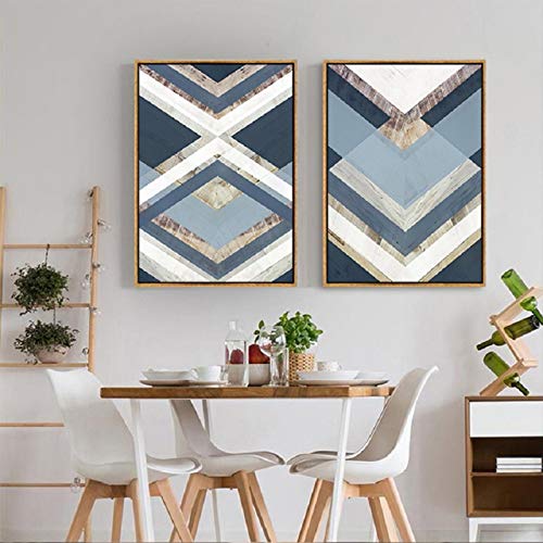 Peinture photos sur toile géométrique : décoration murale affiche salon moderne 50x70cm x2