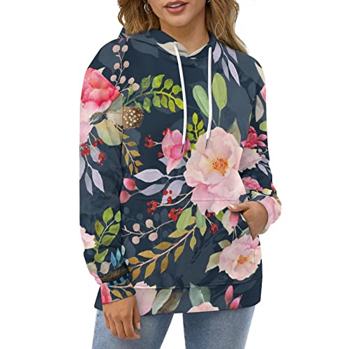 Pull à capuche aquarelle roses UMENG pour éviter le froid, sweat unisexe confortable taille S