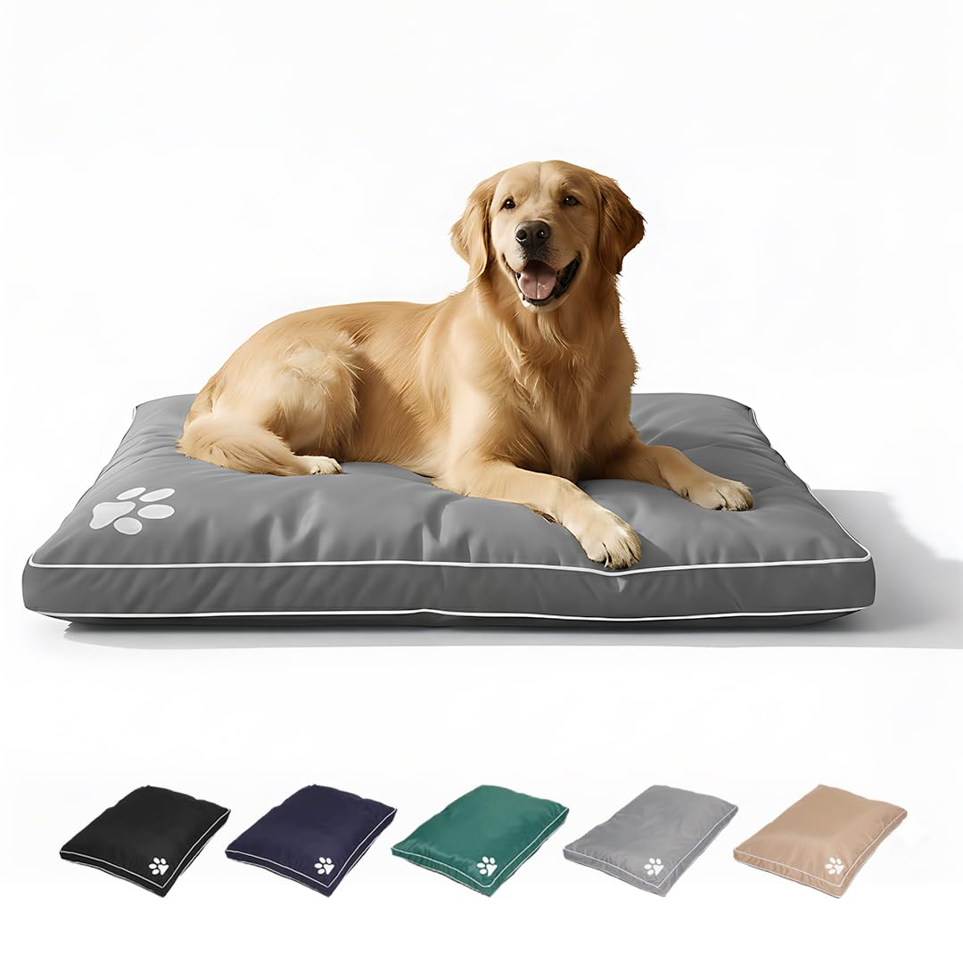 Rohi Water Repellent Dog Bed | Comfortable & Washable Dog Bed for Pets | Removable Polyester Dog Mattress (Large, Grey)
