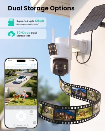 Image of LIWAN Dual Lens Security Cameras Wireless Outdoor, 2.4GHz WiFi Solar Camera
