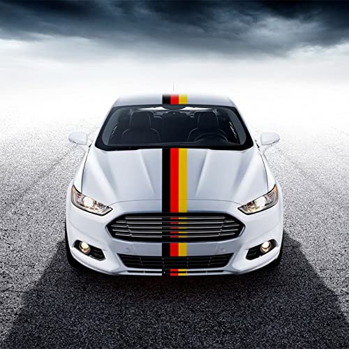 Ramuel 118’’X6’’ Germany Flag Color Stripe Decal Sticker Compatible With Euro Car Such As Audi Bmw Mini Mercedes Volkswagen Hood Roof Side Porsche Volkswagen Exterior Or Interior Decoration(3Mx15Cm) #TOP6
