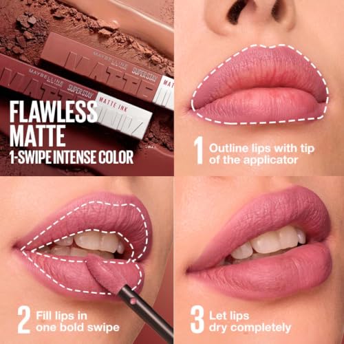 Image of Maybelline New York Liquid Matte Lipstick, Long Lasting, 16hr Wear, Superstay Matte Ink, 150 Savant, 5ml