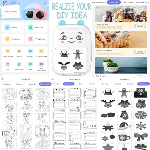 Image of Crackles Mini Bluetooth Thermal Printer, Portable Label Printer Inkfree Printer for Android & iOS System, Black on White Thermal Printer- Random Colour