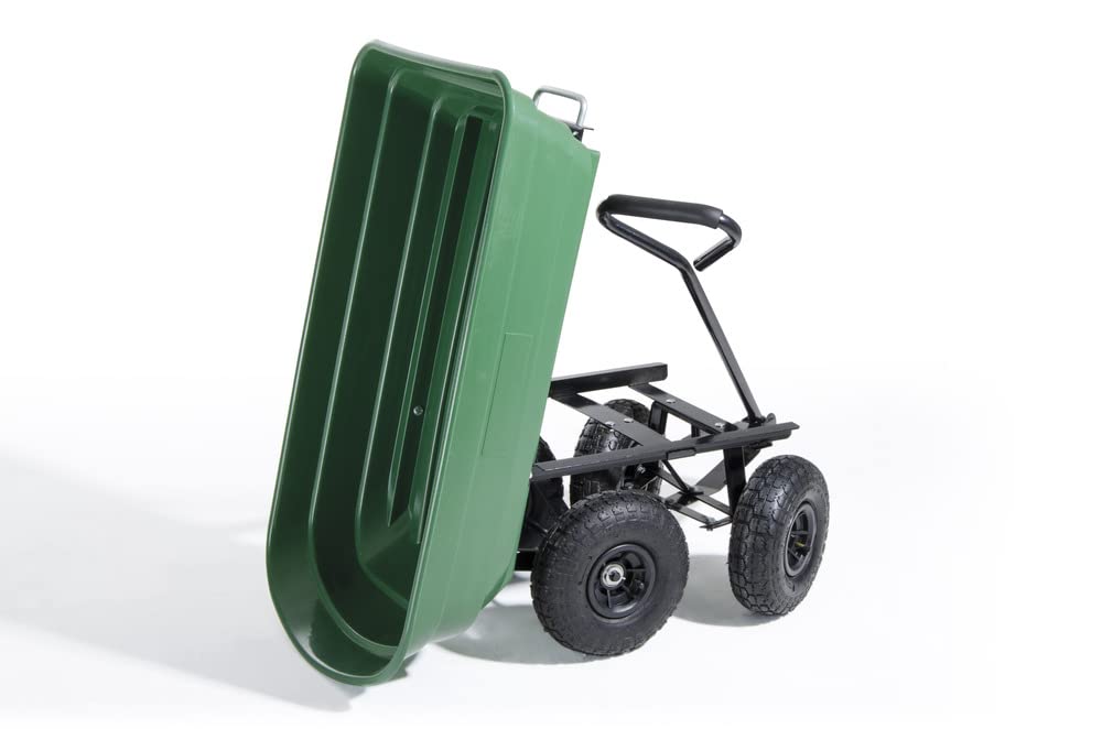 VERDELOOK | Carrello Ribaltabile, Portata 250 kg, 110x100x53 cm, Verde, Carrello Multiuso, per Giardinaggio, Edilizia, Magazzini