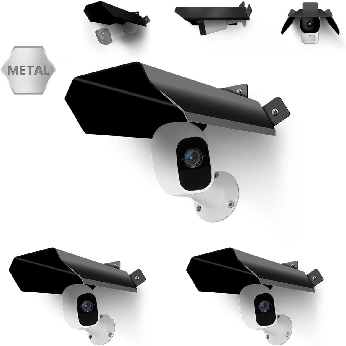 Universal Security Camera Sun Rain Cover Shield, Waterproof Protective Roof for Surveillance Camera, Outdoor Camera Shade Covers for Dome, Bullet Cameras(3 Pack)