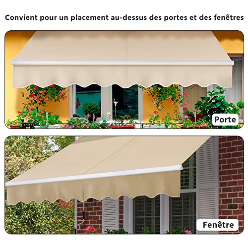 Banne de balcon pour bloquer la chaleur auvent rétractable de porte beige 250cm - 7