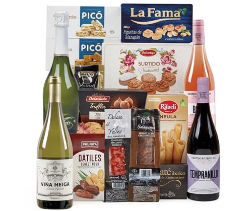 Lote 5: Cesta de Navidad con Embutidos de Bellota y Tres Vinos Premium - Ibéricos a domicilio gourmet